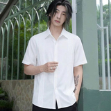 QS144*褶皱风琴皱男法式潮男短袖衬衣P45，男装衬衫，星座717A