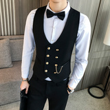 LP734-金属双排扣V领短款男马甲外套休闲马甲KTV夜店工作服P50，男装背心/马甲，星座717A