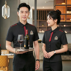 GZ137*领带装饰男女同款餐厅酒吧KTV夜店短袖衬衫工作服P45图片