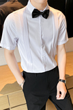 LT144*2023男女同款短袖衬衣服务员营业员工作服简约纯色衬衫P45，男装衬衫，星座717A