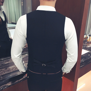 Y8744-W学院风男KTV英伦DJ马甲工作服美发师理发店大码马甲P50图片