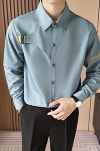 LT150*男女同款袖子织带装饰小众奶茶店餐厅营业员工作服衬衫P55图片