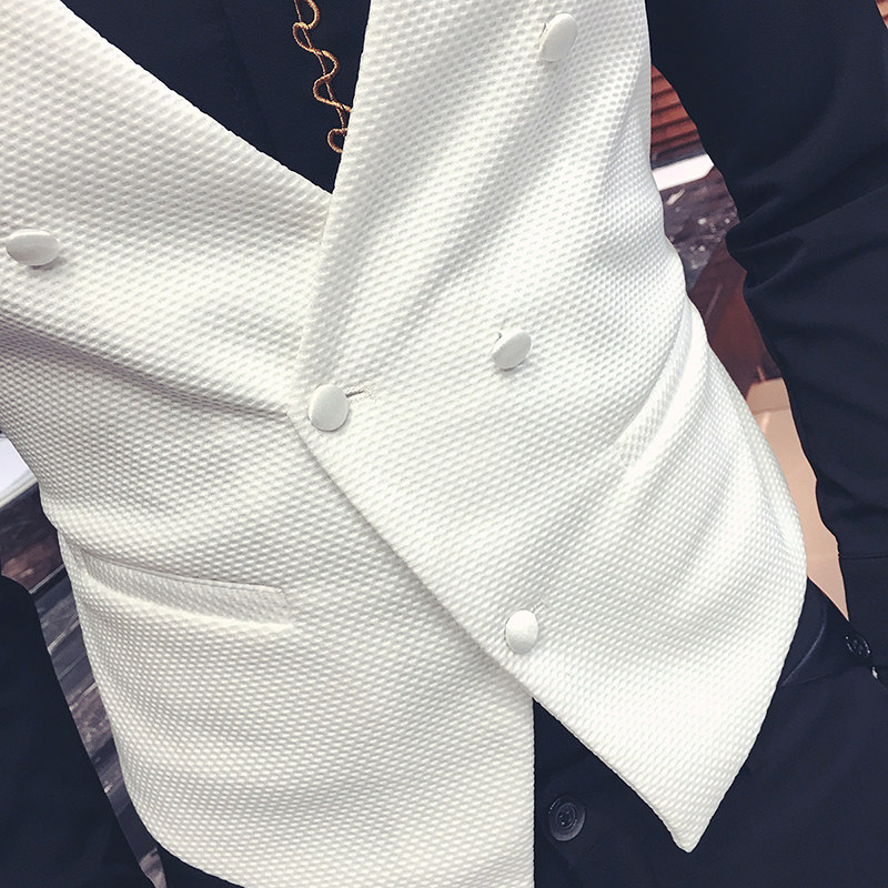 Y8706-V春季型男修身韩版双排扣KT服务生马甲工作服演出服大码P50,男装背心/马甲,星座717A