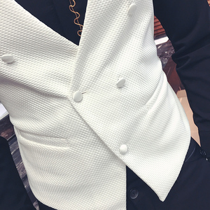 Y8706-V春季型男修身韩版双排扣KT服务生马甲工作服演出服大码P50图片