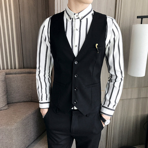 8749*四粒扣单排扣纯色男休闲商务马甲P50