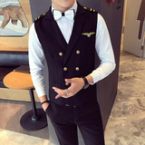 S8758-春季翻领男短空少马甲夜店酒吧KTV少爷马甲工作服大码P50，男装背心/马甲，星座717A