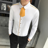 LT105-V型男可拆卸领结潮夜店风长袖衬衣酒吧KT工作服大码P50，男装衬衫，星座717A