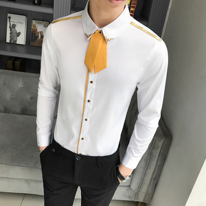 LT105-V型男可拆卸领结潮夜店风长袖衬衣酒吧KT工作服大码P50图片