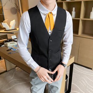8749*马甲男修身青年休闲正装上班工作职业结婚新郎礼服P50图片