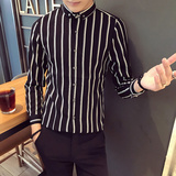 SC005-V春季新款男学生青年寸衣大码发型师条纹衬衫工作服P45，男装衬衫，星座717A