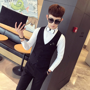S8731-V2020男领夜店酒吧KT马甲工作服大码少爷服务生马甲P50图片