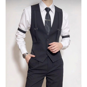 QS781*背带装饰V领男马甲休闲马甲P50图片
