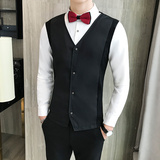 LT101-经典男马甲长袖衬衫假两件衬衣马甲两件套工作服P55，男装衬衫，星座717A