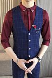 LP710-2023经典格子胸花装饰男休闲马甲外套小马褂P50，男装背心/马甲，星座717A