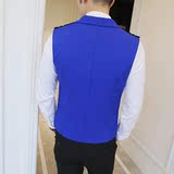 Y8758-Q时尚男韩版修身短款双排扣马甲工作服肩章马甲外套黑色P50，男装背心/马甲，星座717A