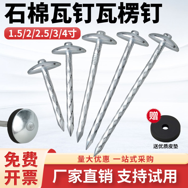 石棉瓦专用钉瓦楞钉4寸固定大头钢钉加长水泥钉石棉瓦钉2.5寸3寸