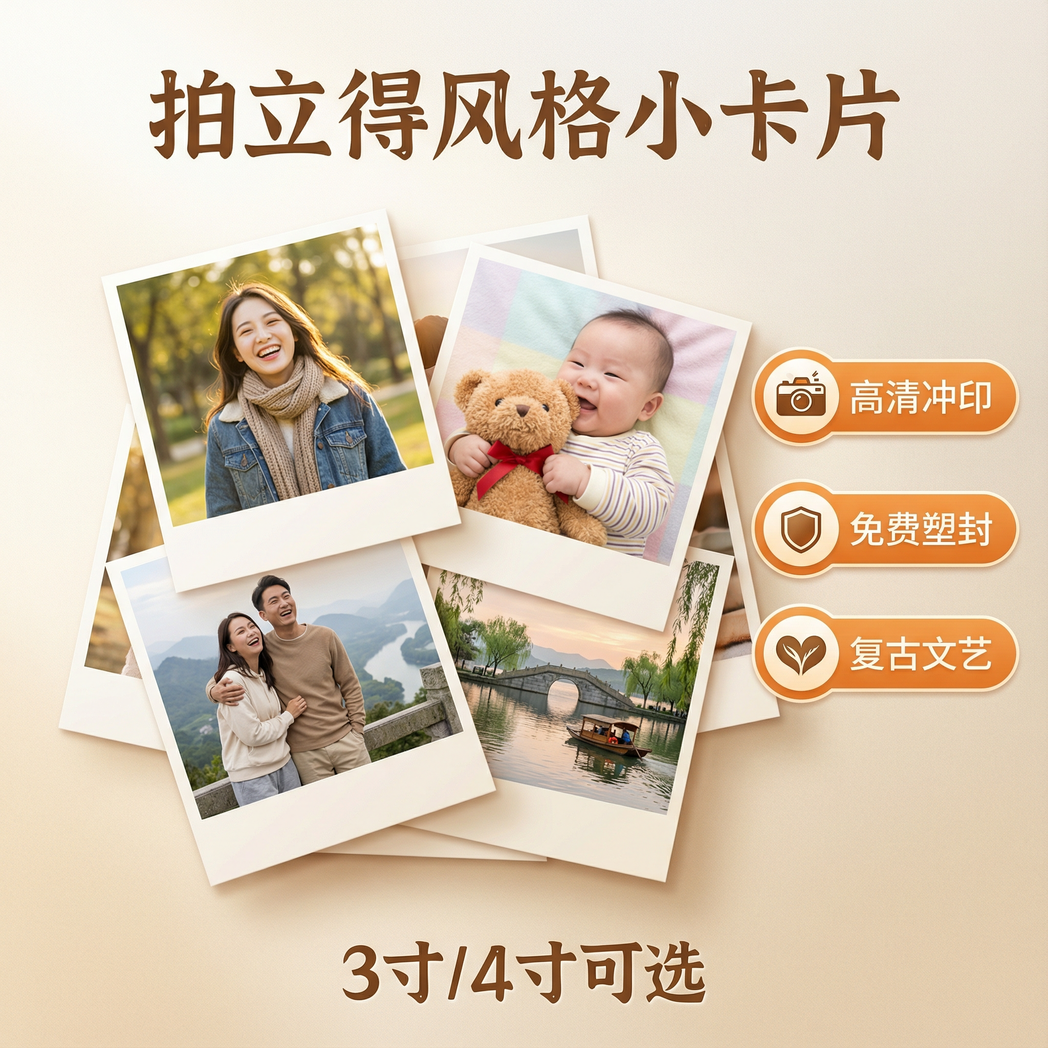 照片冲印拍立得 3寸4寸复古文艺小卡片定制照片冲印 免费塑封,个性定制/设计服务/DIY,照片冲印/小卡定制,淘宝优惠券,粉丝福利购,淘宝优惠卷