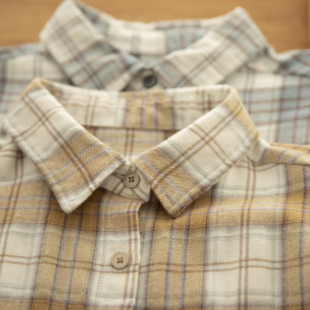 女港风宽松韩版 设计感薄外套学生衬衣潮 秋全棉格子衬衫 果酱糕