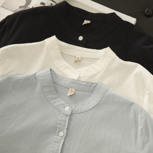 立领长袖纯棉学院风文艺