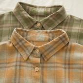 衬衣学生外套减龄 女百搭宽松长袖 云边月 秋全棉复古撞色格子衬衫