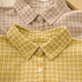 不染春 女学生薄外套衬衣 全棉原宿风设计感休闲百搭宽松格子衬衫