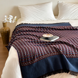 侘寂2026新款复古流苏毯全棉纯棉毯子午睡毯子日式披肩盖毯X501