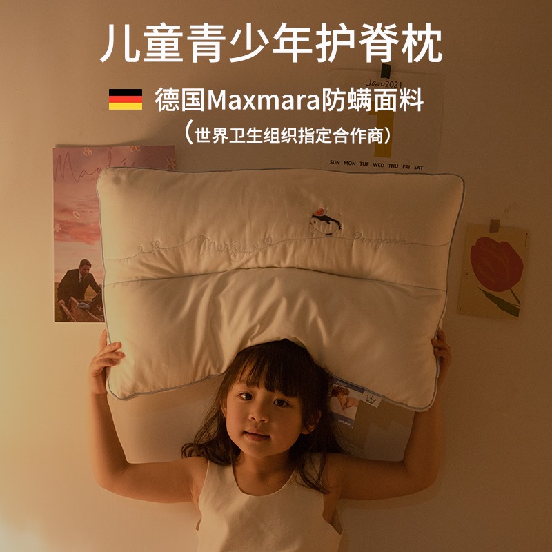 3岁中大儿童护脊枕头护颈椎助睡眠分区定型枕防螨枕头幼儿园枕芯