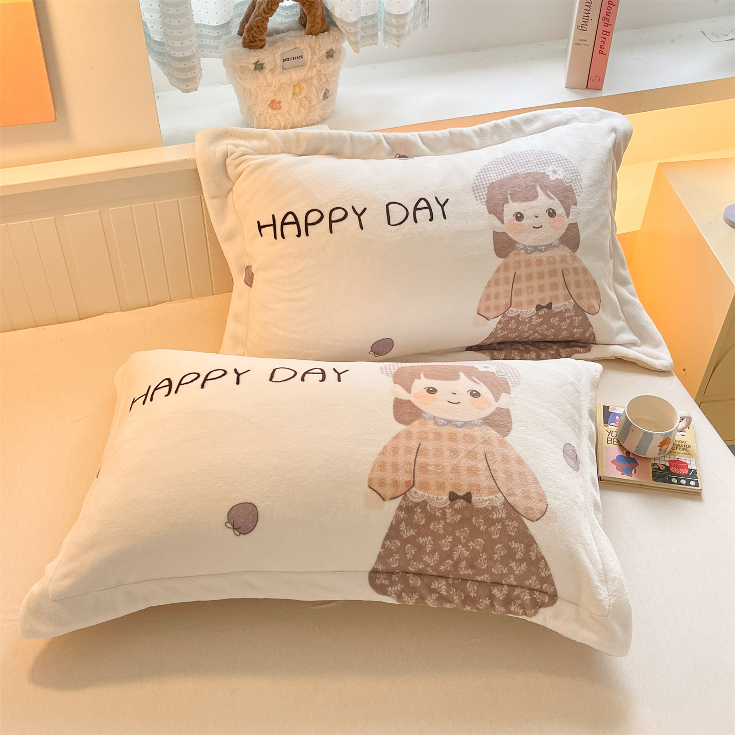 2025新款牛奶绒数码印花卡通枕套单品枕套枕套单件