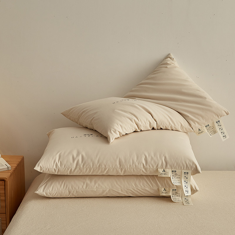 肥子妈a类纯棉花枕头全棉柔软枕芯助睡眠低中高枕成人整头一对