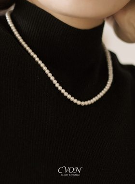 CVON· 施家珍珠项链4mm高亮施家小米珠配饰毛衣链吊坠颈链锁骨链