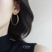 CVON耳圈素圈耳环女高级感轻奢法式 气质金色小圆圈耳扣大圈圈耳饰