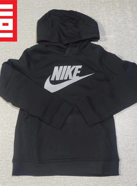 Nike耐克大童款大LOGO跑步套头连帽衫运动休闲舒适卫衣DB3212-010