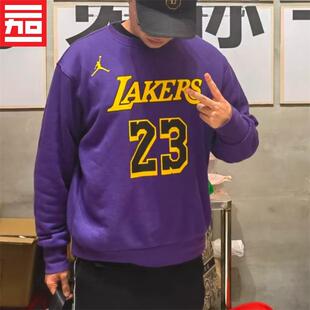 JORDAN洛杉矶湖人队男款AJ训练詹姆斯休闲加绒篮球卫衣DR2409-508