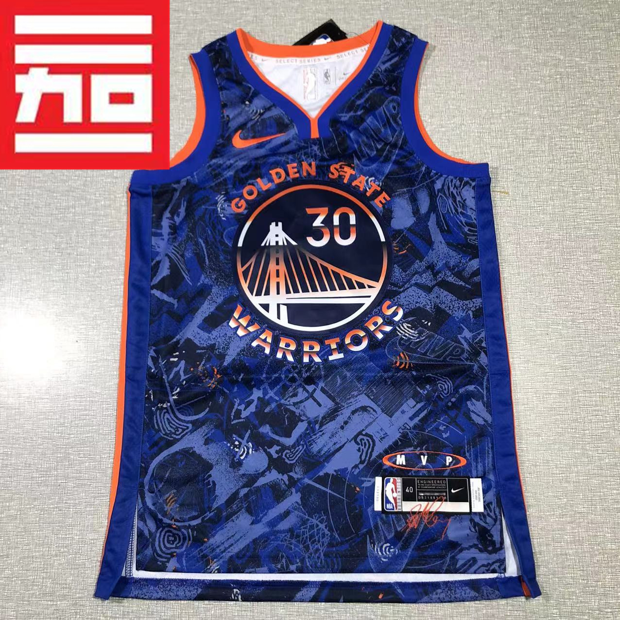 耐克NIKE勇士夺冠男夏款纪念库里签名MVP球迷速干球衣 DA6955-405