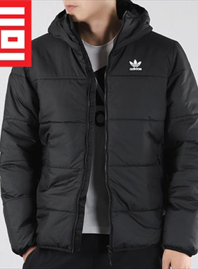 Adidas阿迪达斯三叶草男子冬运动休闲经典连帽保暖棉服茄克ED5827