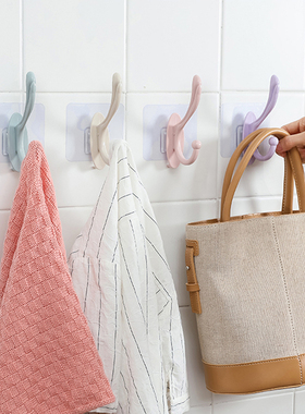 无痕衣帽钩粘钩浴室厨房自粘胶挂钩多功能收纳架衣柜包包挂件粘勾