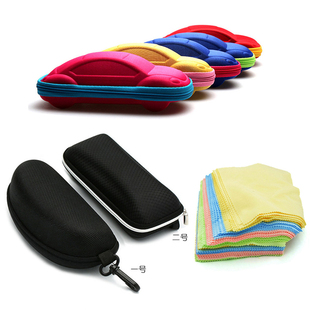 耐压黑色挂钩眼镜盒收纳 防压太阳镜盒子纽扣拉链式墨镜盒便携盒