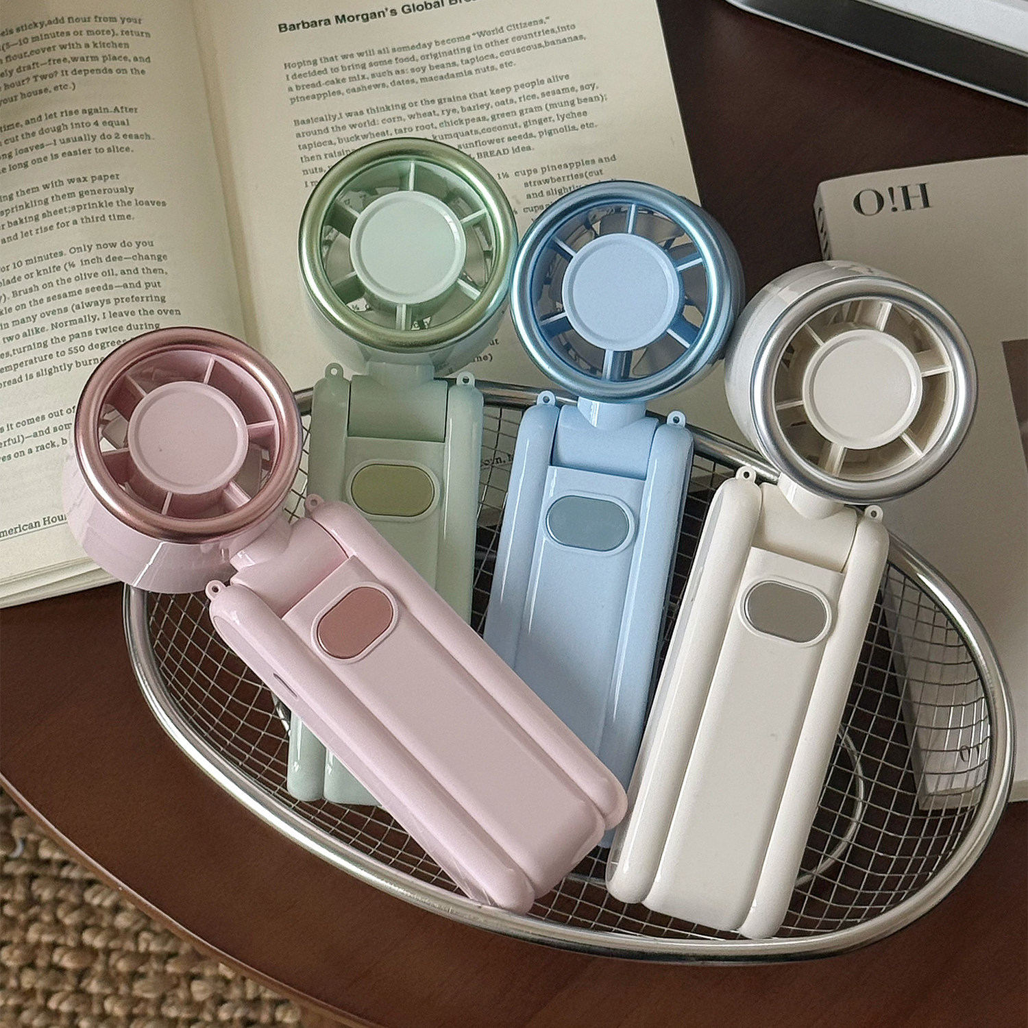 简约ins风手持小风扇创意文艺学生户外挂绳便携可折叠usb充电风扇