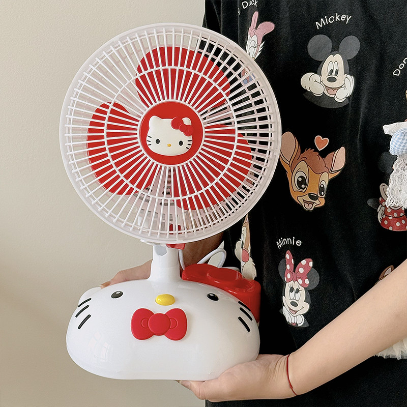 可爱kitty小风扇卡通少女心高颜值桌面台式大风力可摇头插电风扇