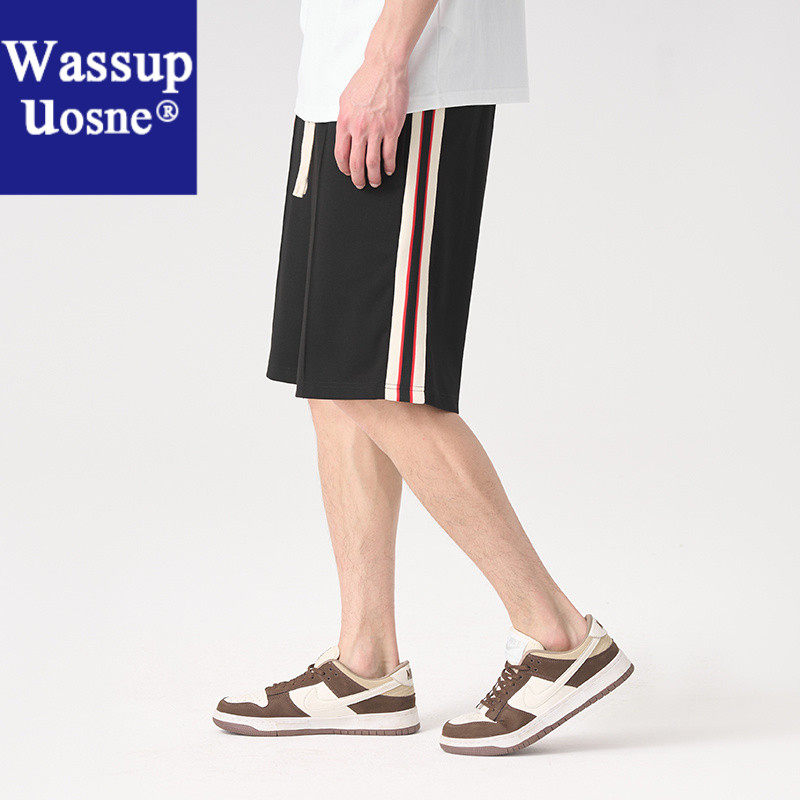 Wassup Uosne美式休闲短裤女夏新款复古街头潮牌直筒宽松运动裤大