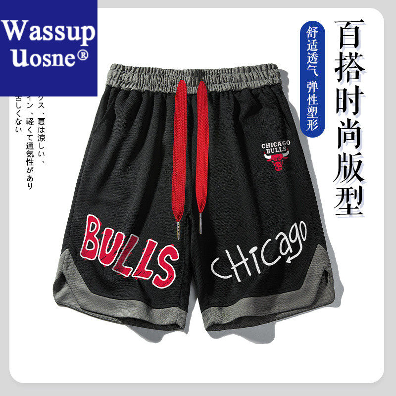 Wassup Uosne新款公牛篮球男士潮男运动裤短裤休闲美式轻薄透气