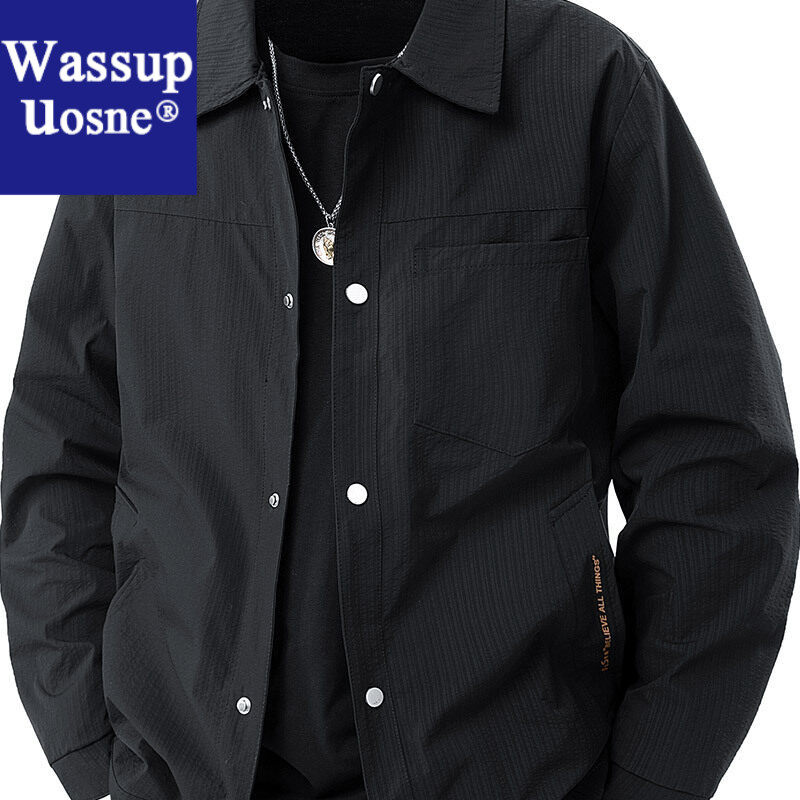 Wassup UosneDESSO新款男女春装外套夹克翻领长袖聚酯纤维青春流