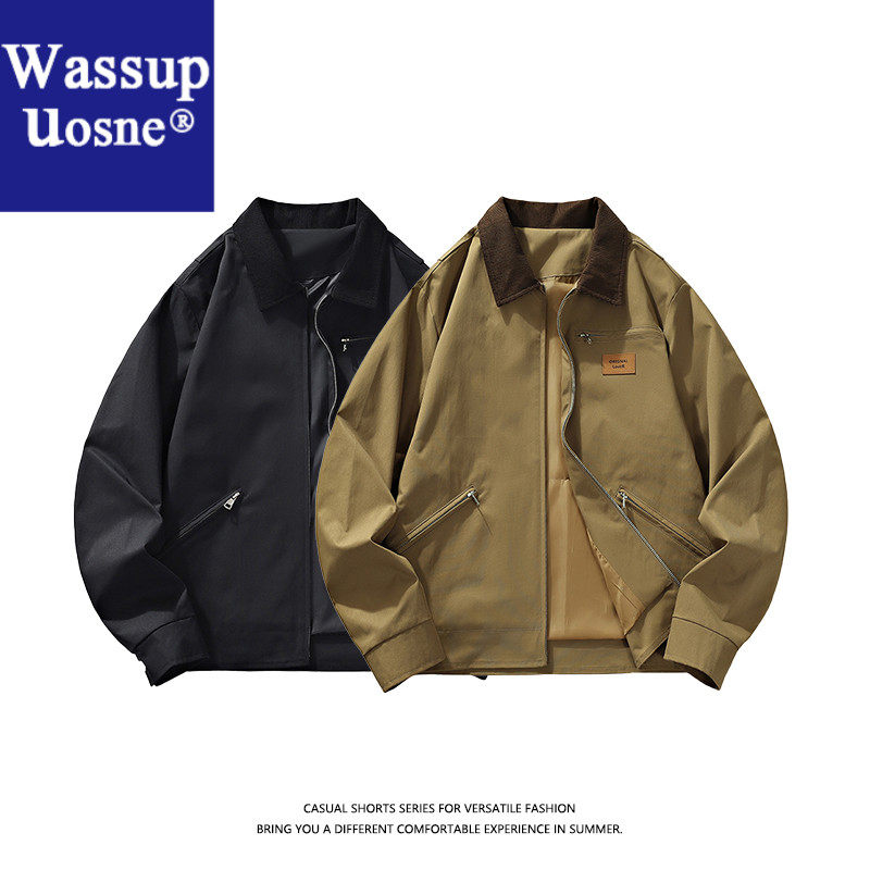 Wassup Uosne秋季美式休闲宽松潮流百搭男士外套夹克2026新款男户