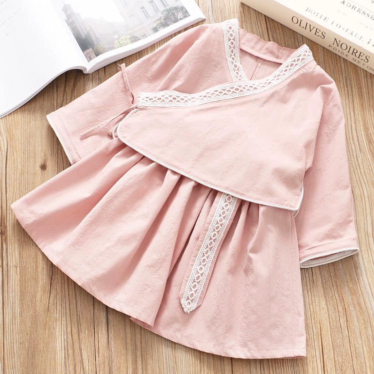 女童连衣裙春秋装民族风棉麻汉服短裙半身裙女宝中国风唐装