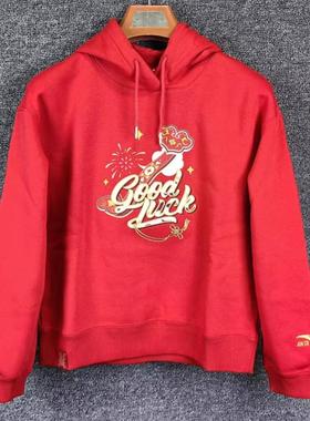 安踏正品女装2025春新年款好事发生休闲加绒连帽卫衣162518728N