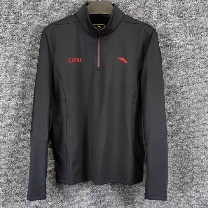 安踏正品CHN运动女长袖2025秋新款半拉链吸湿训练长T恤162537406