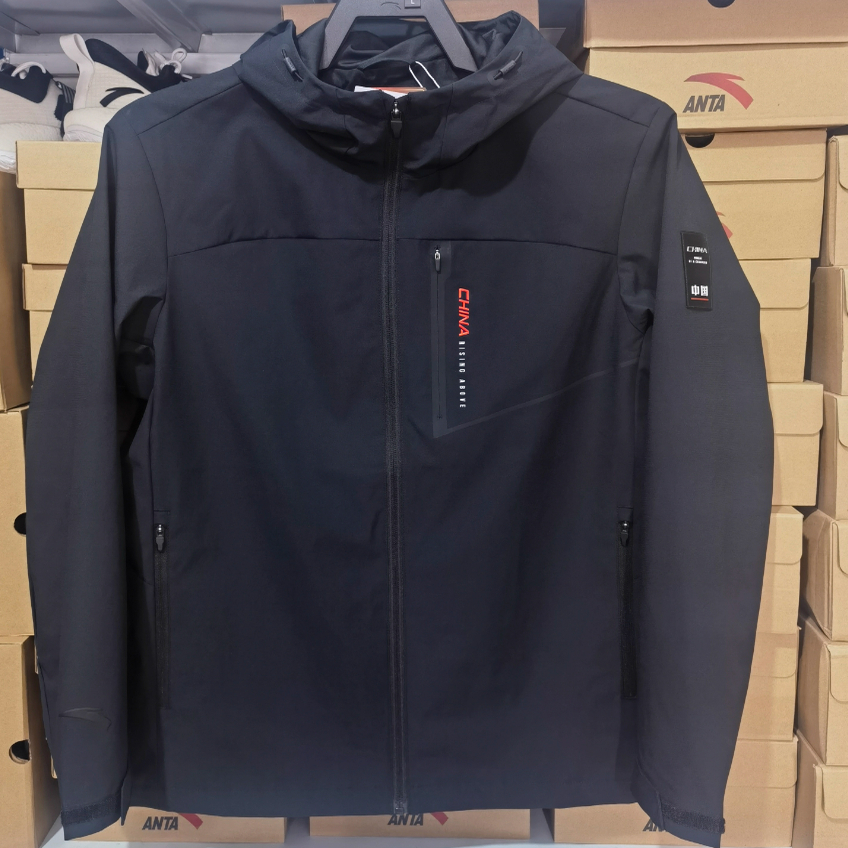 安踏正品男国家队丝光绒茄克2025冬款休闲连帽运动外套152547606N