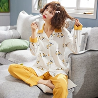 Quần áo 100% cotton tháng cho bà bầu đồ ngủ cho con bú mùa hè mỏng phần mùa xuân và mùa thu sau sinh cho con bú sữa dài tay dịch vụ tại nhà kích thước lớn - Giải trí mặc / Mum mặc đầm bầu đẹp hàng hiệu