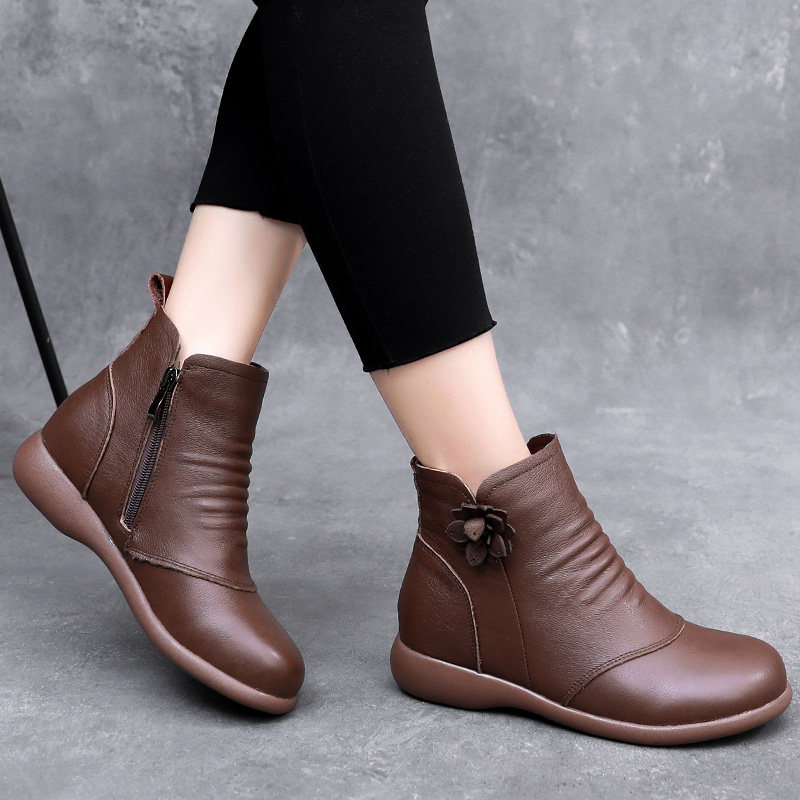 特价断码清仓头层牛皮妈妈棉鞋女冬季真皮软底短靴加绒中老年棉靴,女鞋,马丁靴,淘宝优惠券,粉丝福利购,淘宝优惠卷