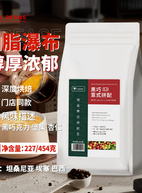 L-BANS黑巧意式拼配咖啡豆浓缩咖啡粉黑巧克力卡布拿铁厚乳油脂王
